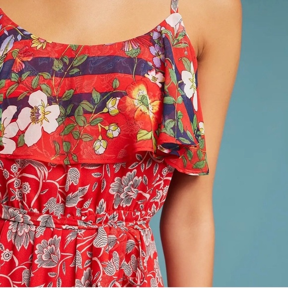 Anthropologie Red Floral Maxi Dress - Picture 3 of 10